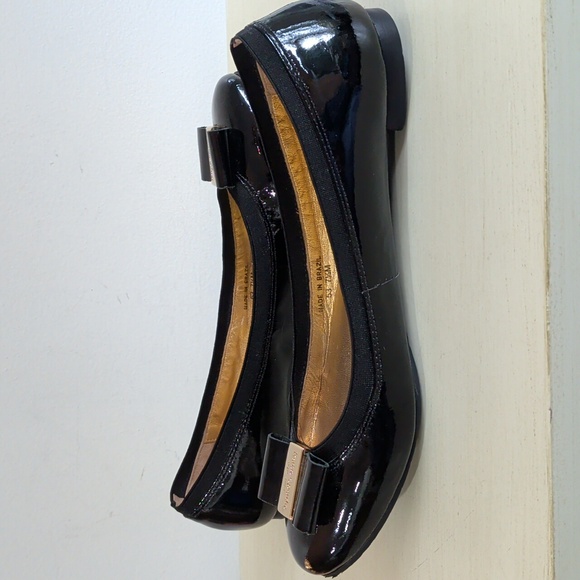 Kate Spade Black Ballet Flats Patent Leather With Bows Size 7.5 - Picture 8 of 11
